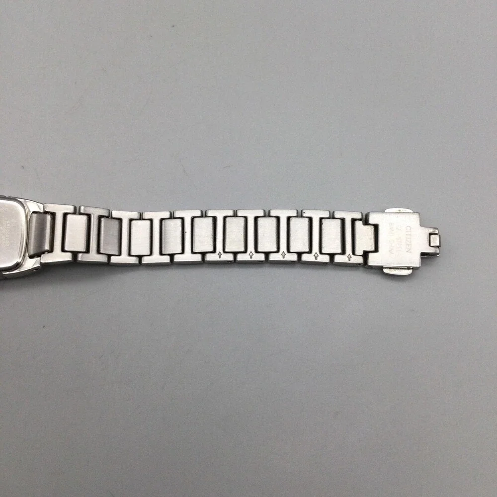 Citizen Eco-Drive Womens Watch 18mm White Dial Stainless Band Crystal Bezel 7.5
